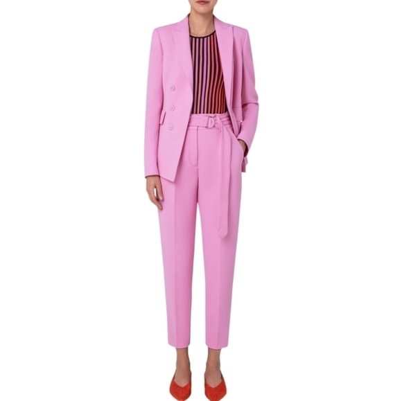 Akris punto Fred Crêpe Sablé Tapered Pants, Size 12, Pink, NWT - Picture 1 of 17